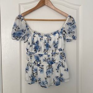 Blue floral top / blouse